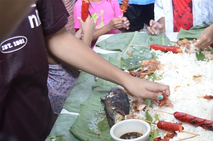 A boodle fight I attended soon after I arrived in 2017.