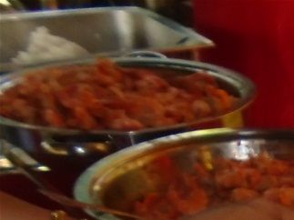 Mounds of food.